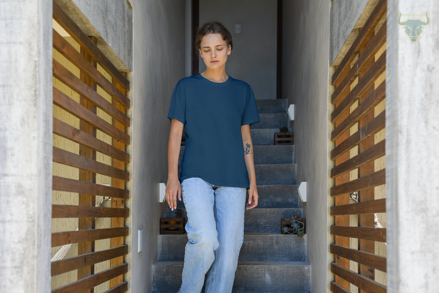 Women's Navy Blue Plain T-shirt