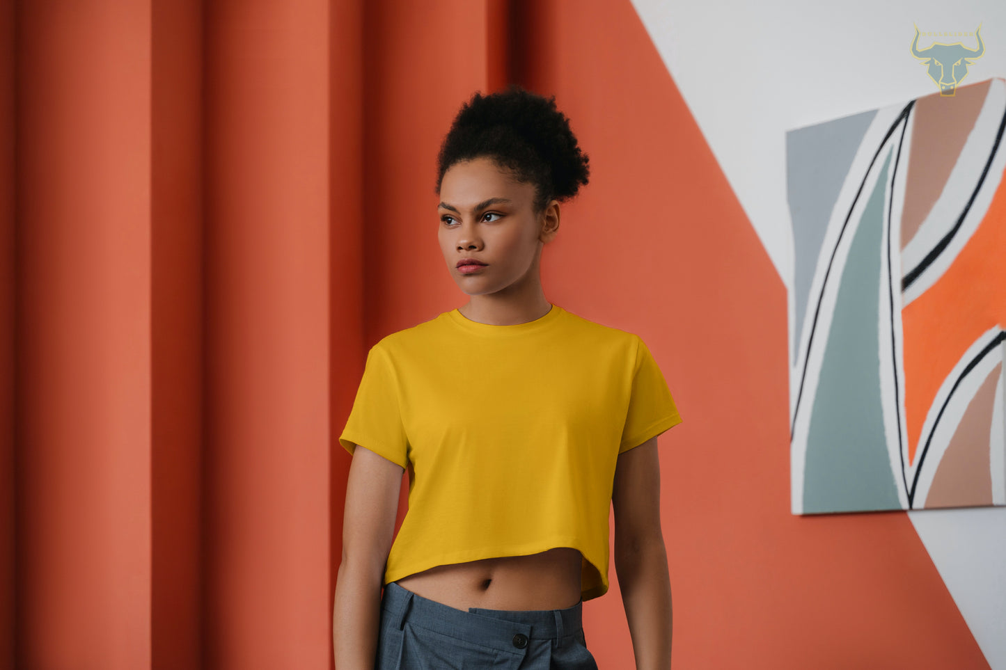 Women's Golden Yellow Plain Crop Top's