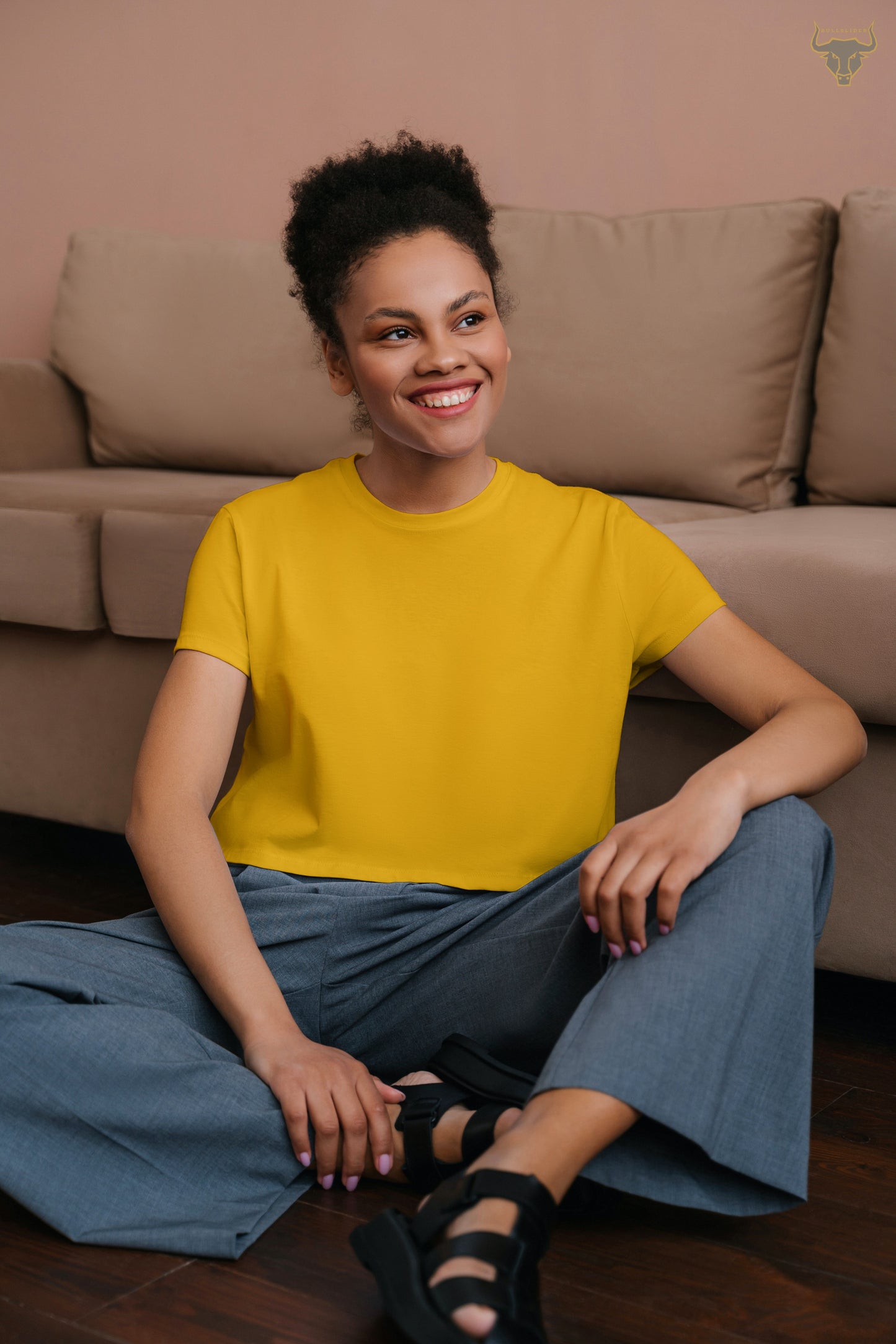 Women's Golden Yellow Plain Crop Top's