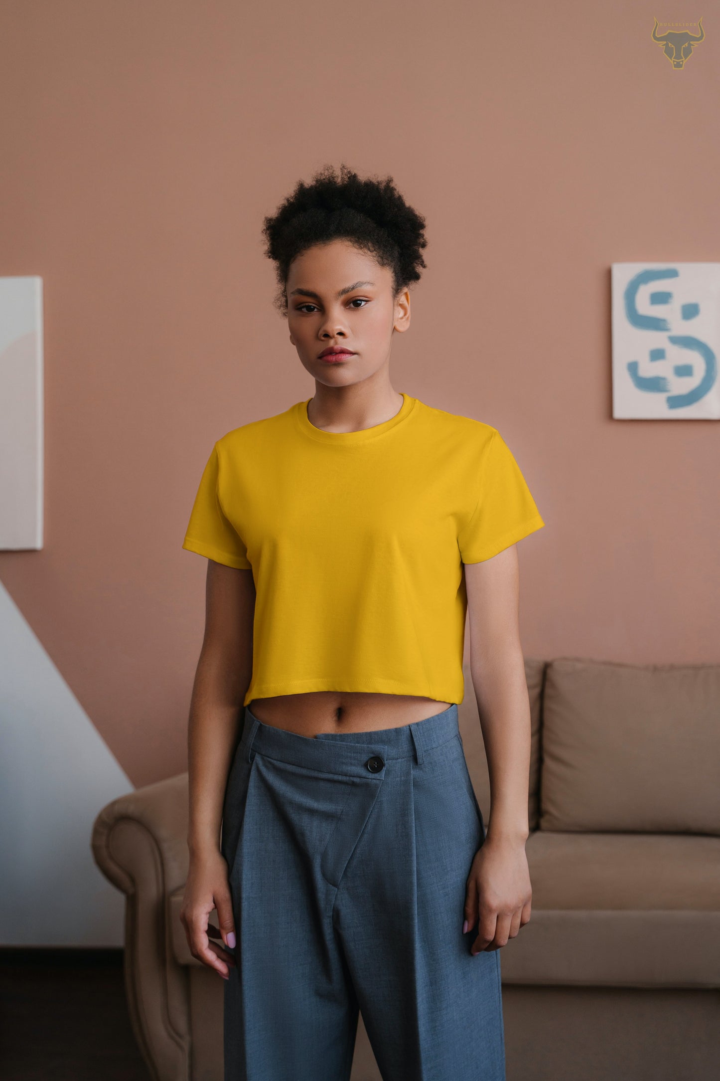 Women's Golden Yellow Plain Crop Top's